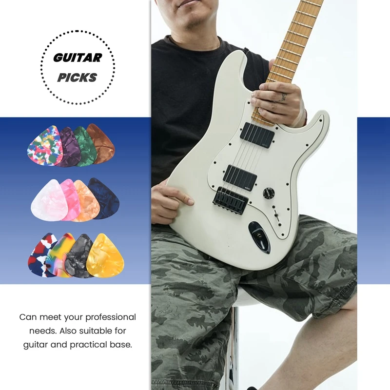 Escolhas de guitarra coloridas, arte abstrata, presente para baixo, guitarra elétrica e acústica, inclui 0,46mm, 0,71mm, 60 Pack