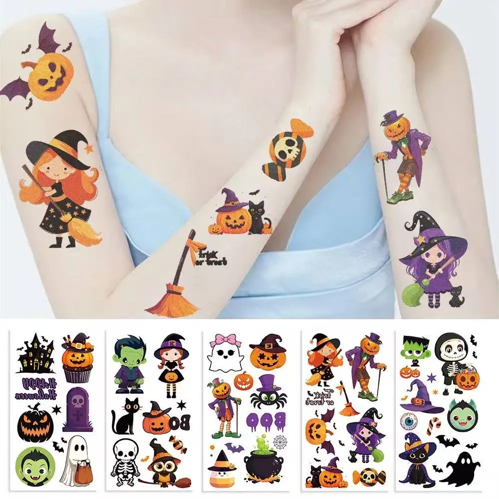 10 vellen Halloween Pompoenen Tattoo Sticker Tijdelijke Fake Tattoo Arm Handen Lichaam Waterdichte Tatouages Giet Toy Gift