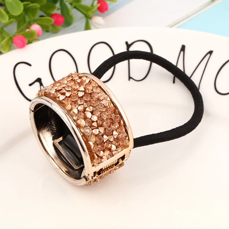 Shiny Crystal Rhinestone  Hair Circle Hair Rope Diamond Sweet Head Rope High Elastic Rubber Band Headdress  Ponytail Holder