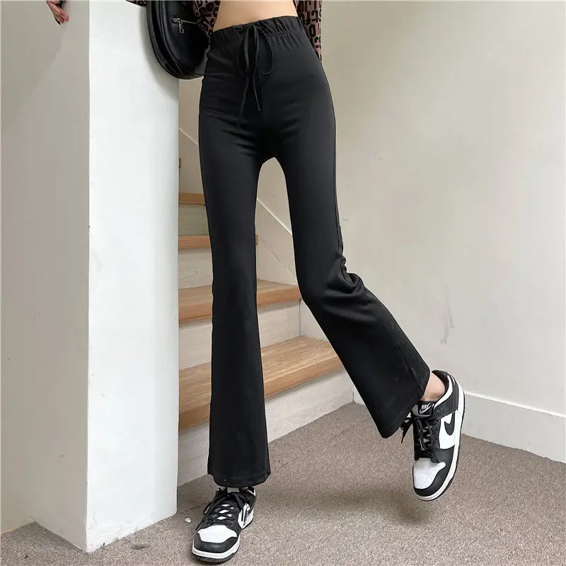 

Повседневные брюки женские простые для отдыха популярные модные универсальные брюки однотонные с завязками для молодых женщин корейский стиль тонкие новые поступления