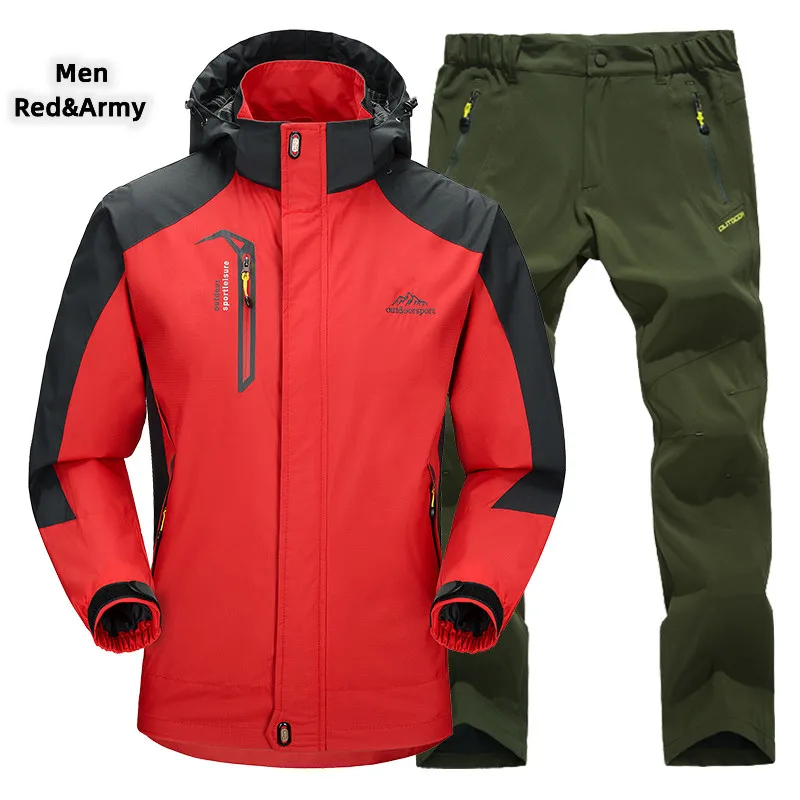 Men's Autumn Jacket Suit Spring Outdoor Hiking Jacket Pants Travel Camping Sportswear Windbreak Climbing Trekking Coat Male 5XL