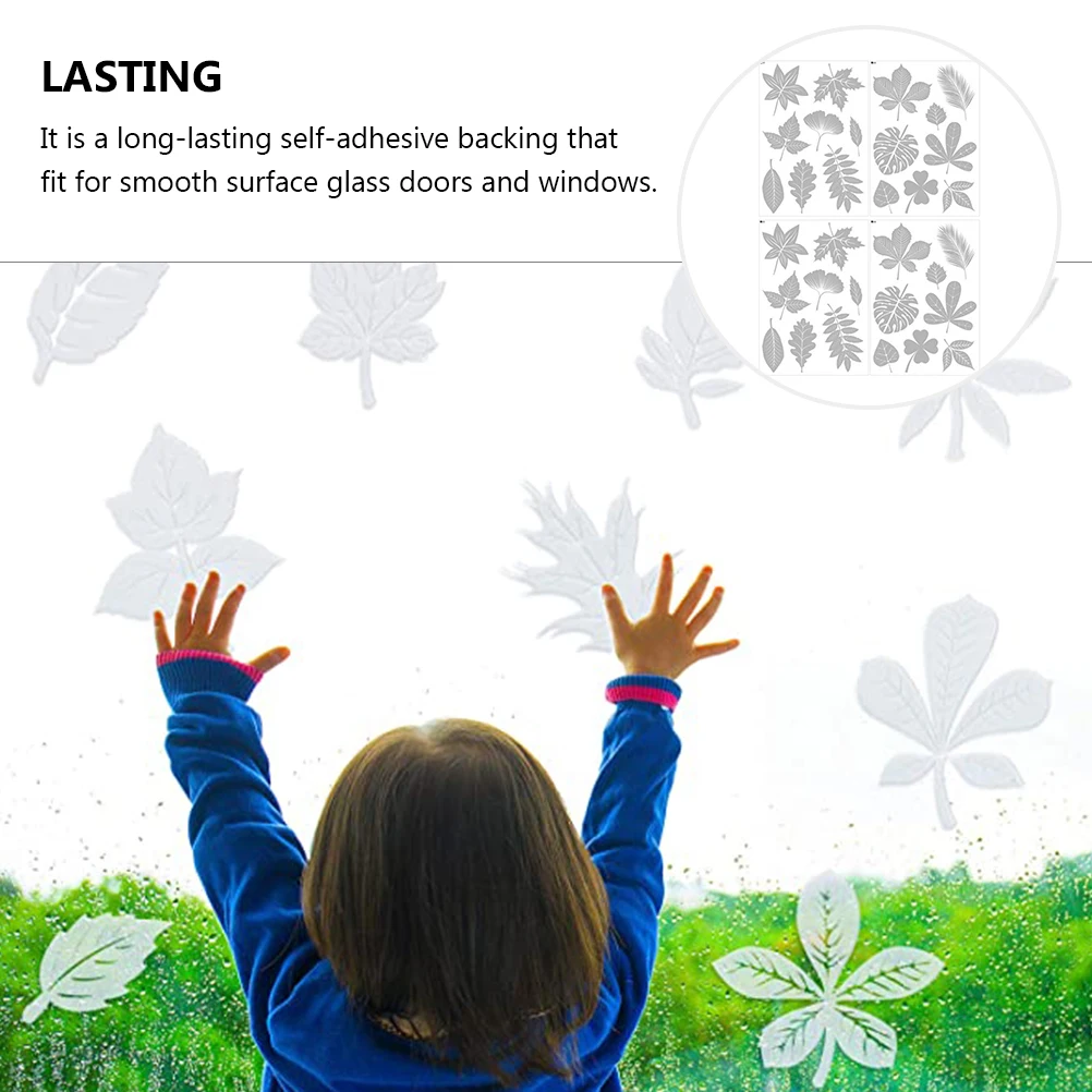 

2 set Electrostatic Film Window Decals Leaves Alert Stickers Birds Avoiding Glue Free Static Clings Reflective Design Patterns