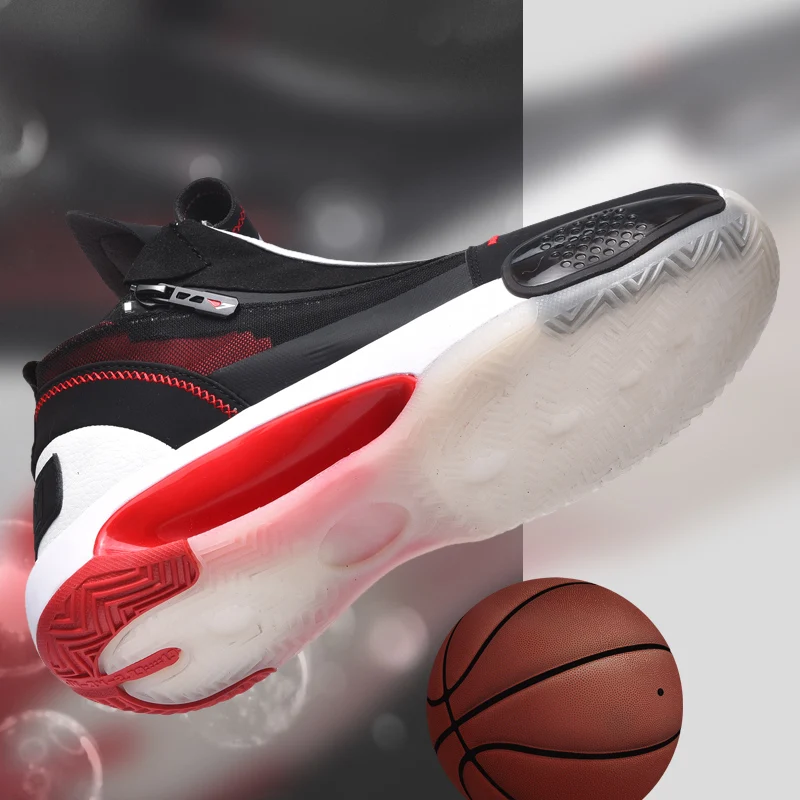 2023 New Men Basketball Sneakers Breathable Basketball Boots Zipper High Top Training Sneakers Shock-Absorbant Basketball Boots