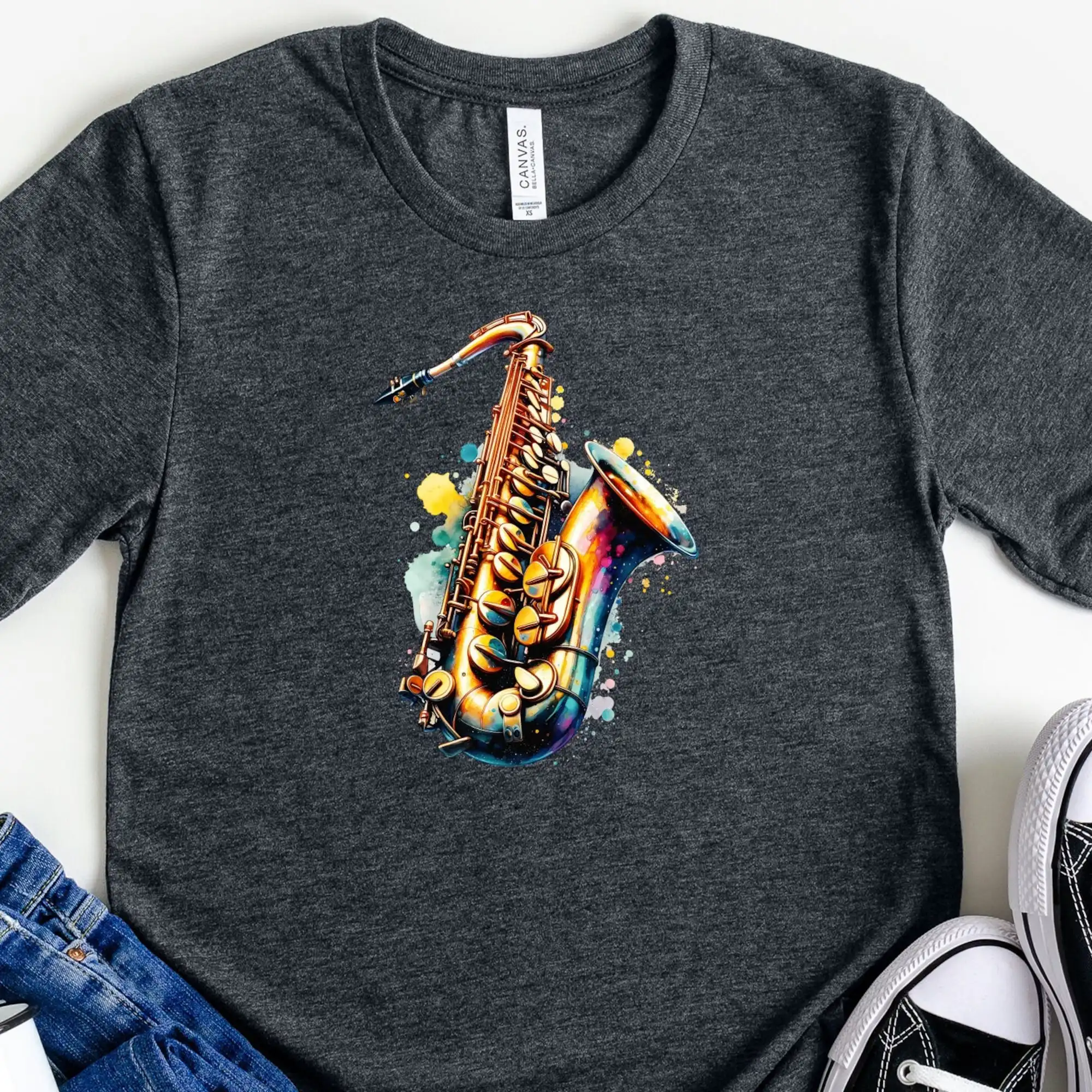 Colorful Saxophone T Shirt Sax Music Lover Band Musician Jazz S Teacher