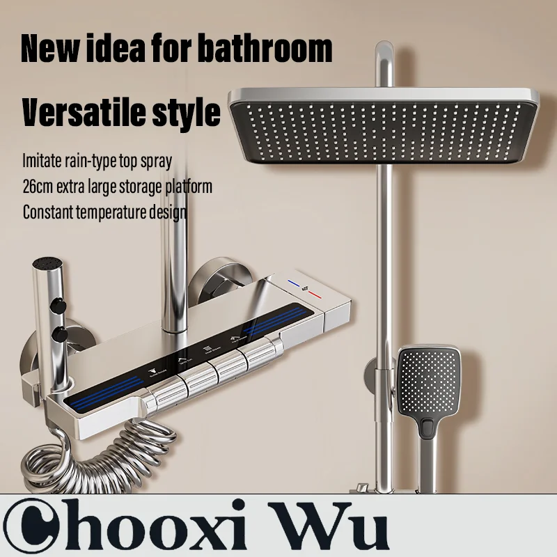 

CHOO XIWU-Thermostatic nozzle button digital display home shower nozzle bathroom shower set