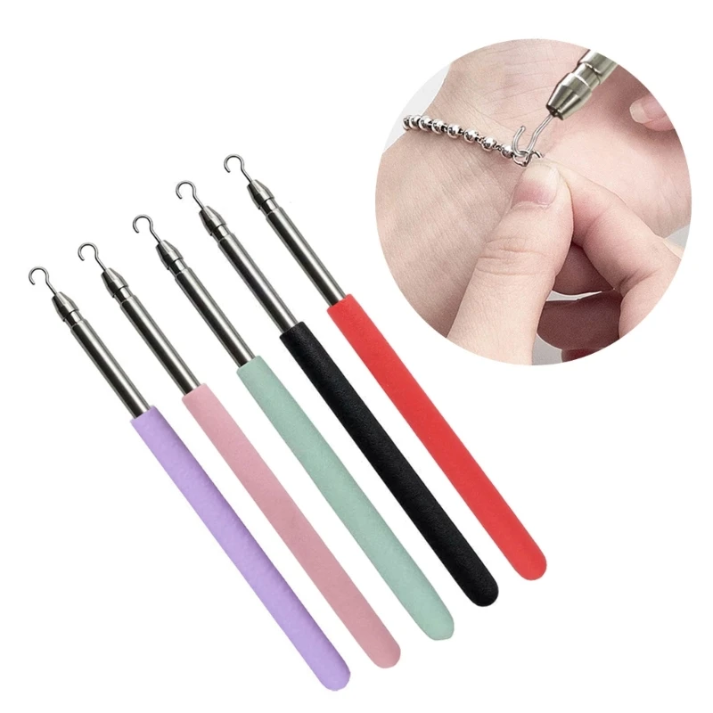 Bracelet Button Hook for Jewelry Bracelet Zippers (Pink Black Red Green) E0BE