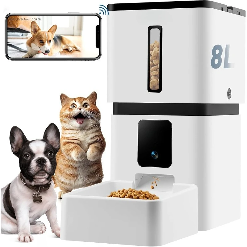 

Automatic Dog Feeder with Camera WiFi: 33 Cups 5G App Control Easy Setup Cat Food Dispenser
