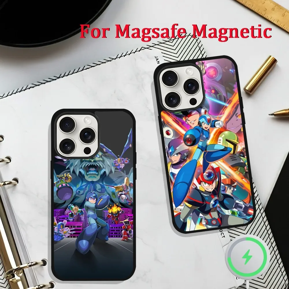 Game R-Rockman Megaman Phone Case For iPhone 11 13 12 14 15 Plus Max Pro Magsafe Magnetic Wireless Charging shell