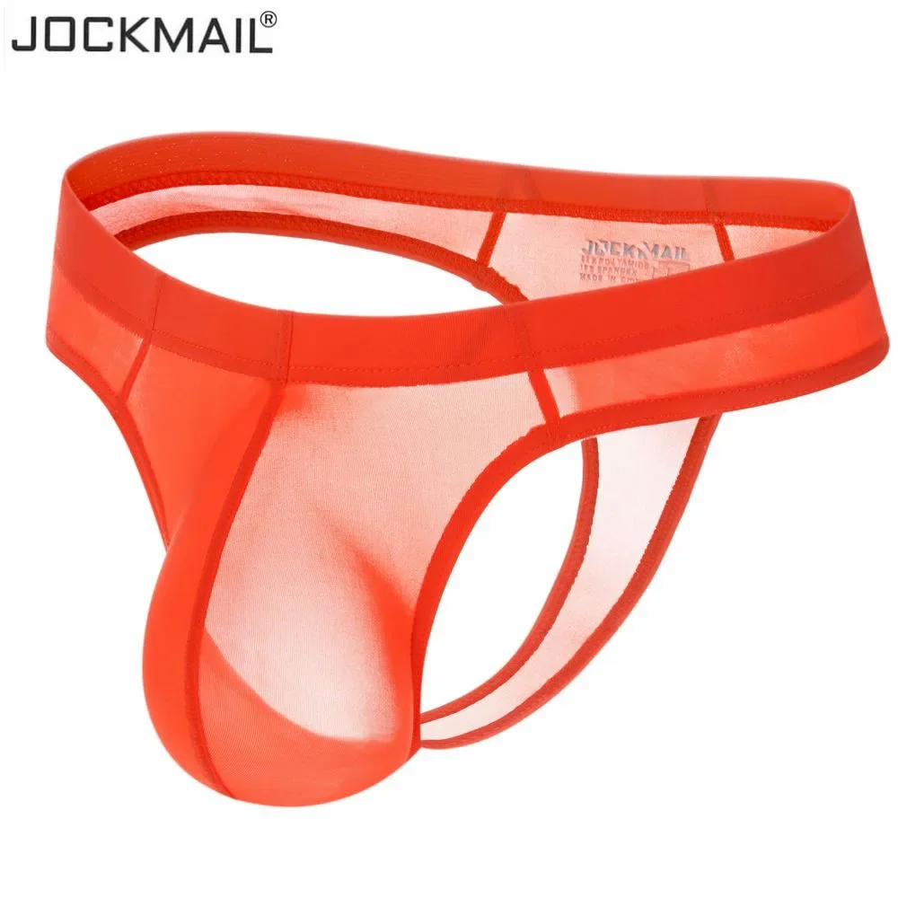 JOCKMAIL Ultra-thin Ice Nylon Sexy Underwear Men Bikini Briefs Transparent Mens Thongs G Strings Tanga Hombre Slip Gay Underwear