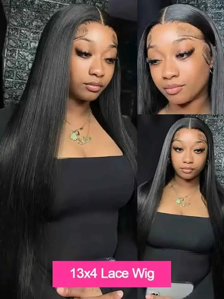 

Прямые парики из натуральных волос 13x6 HD с кружевной передней частью, 30-40 дюймов, предварительно выщипанные, бразильские, 13x4, черные парики с кружевной передней частью для женщин