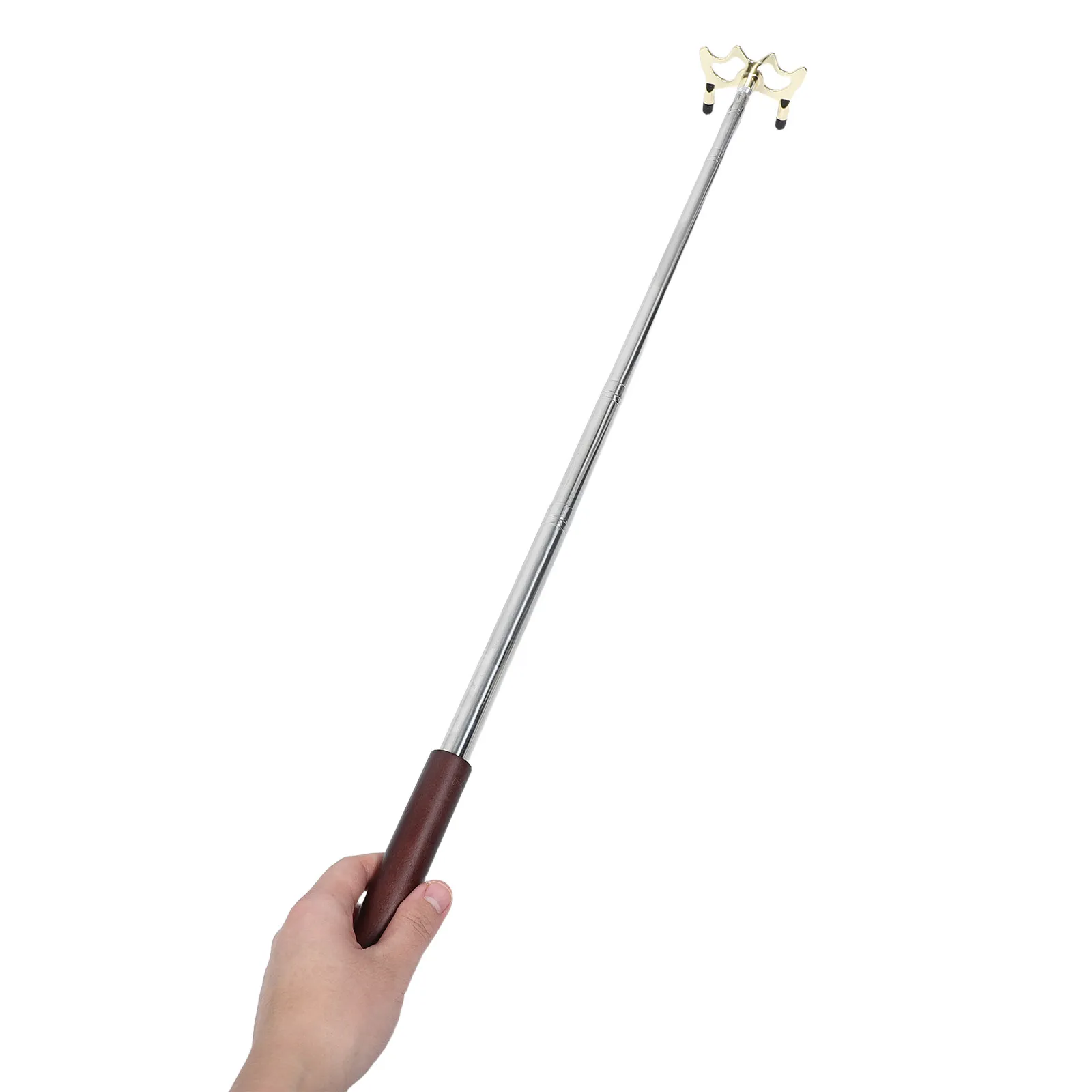 

Wood Handle Retractable Pool Bridge Stick 14-65.7inch Adjustable Snooker Cue Rest Removable Head Billiards Accessory for Table