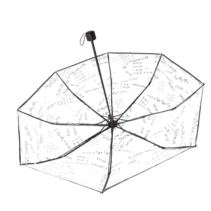 Transparent Fold Women Rain Umbrella Men PVC Clear Fully Automatic Umbrellas Outdoor Students Math Function Formula Umbrella