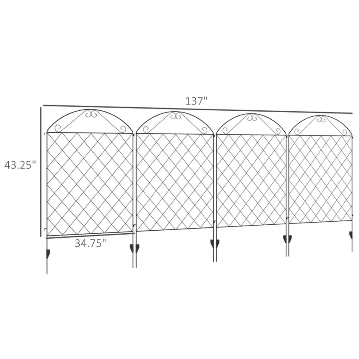 Durable Garden Fence Panel - Decorative  Protective  Fencing for Yard, Flowerbed & Landscaping