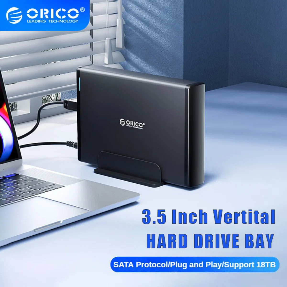 

ORICO 3.5" HDD Case SATA to USB C 6Gbps External Hard Drive Case for 3.5 inch HDD Enclosure with 12V Power Adapter for PC