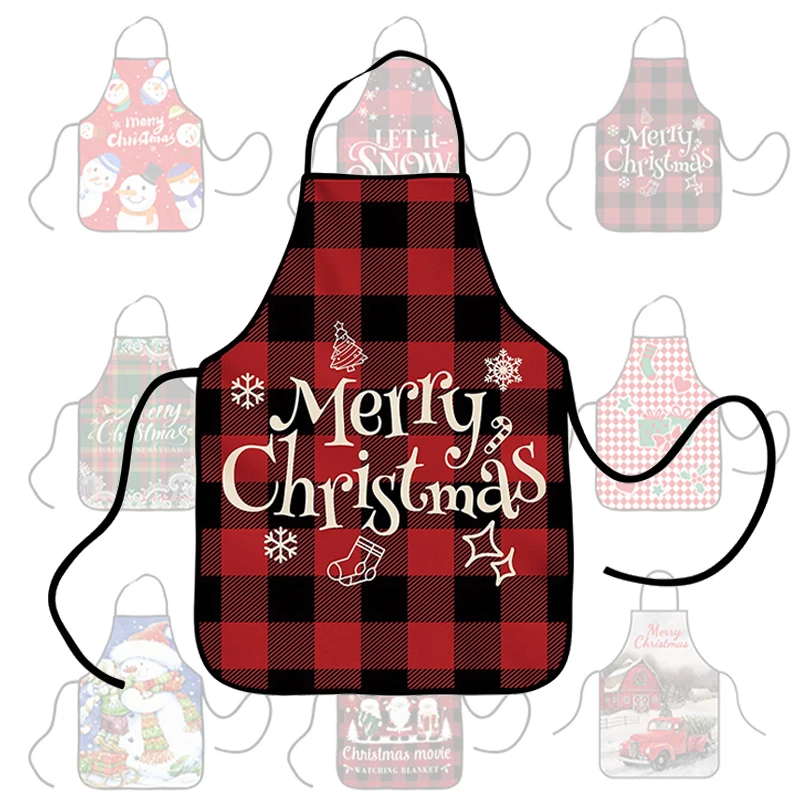 

New 1PC Santa Claus Kitchen Apron Oil Proof Waterproof for Baking Cooking Coffee Adults Kids Christmas Home Dinner Party Decor
