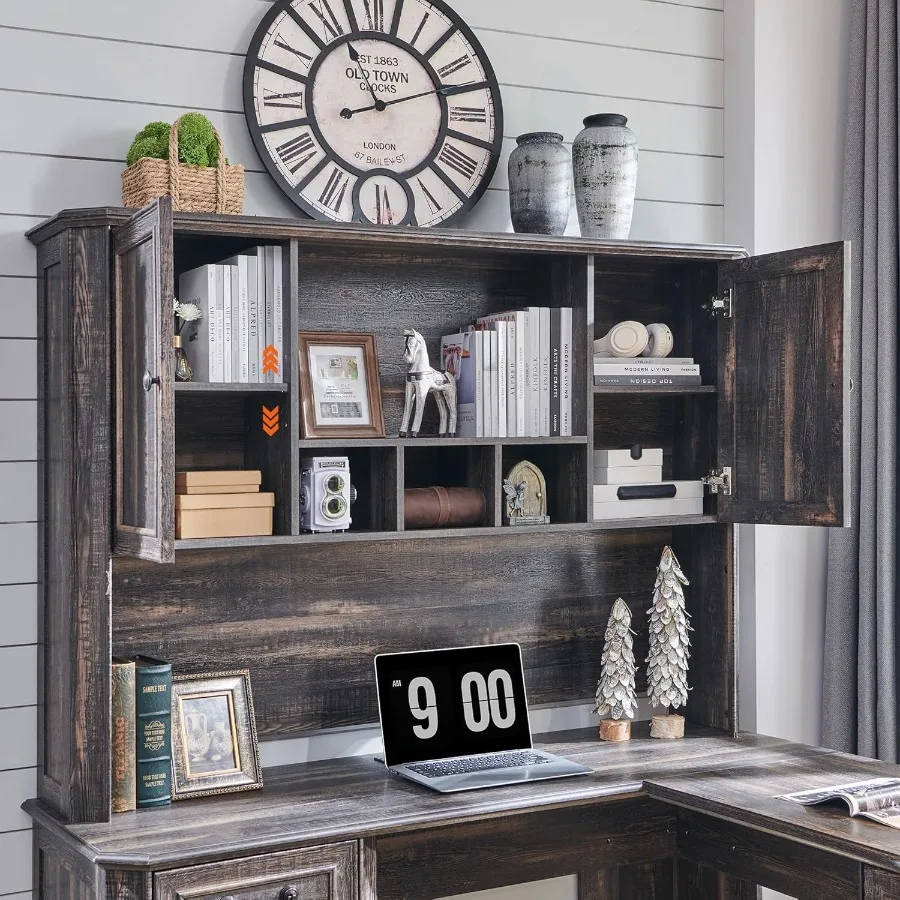 59 حافظة مكتب منزلي مع مساحة تخزين كبيرة تناسب فقط مكتب المزرعة من سلسلة VSC بلوط ريفي داكن #1