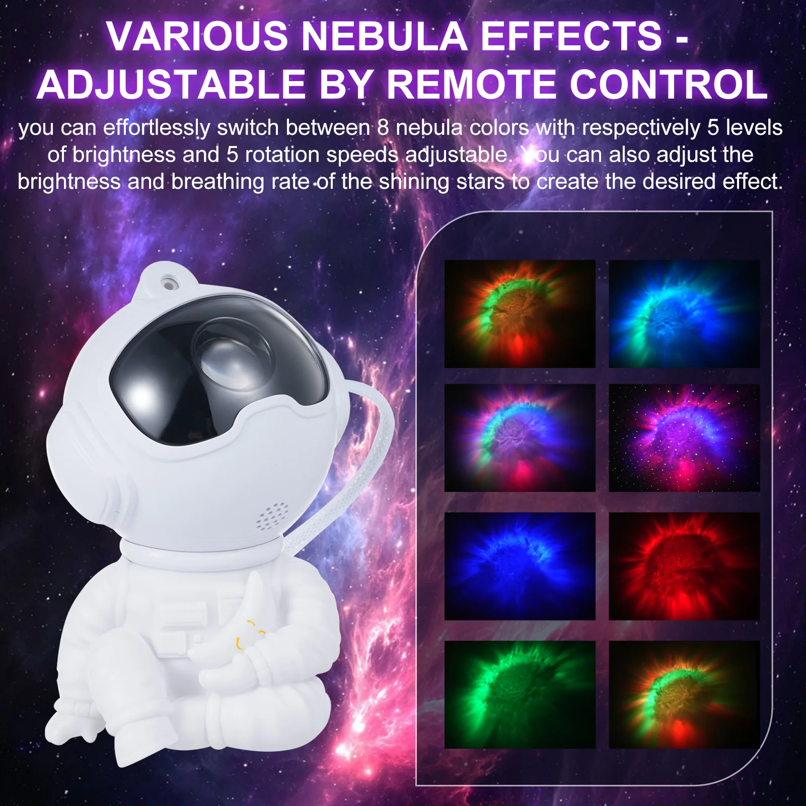 Astronaut Star Galaxy Projector Starry Nebula Projection Light Bedroom Decoration Night Light Rotatable Head Ceiling LED Lamp
