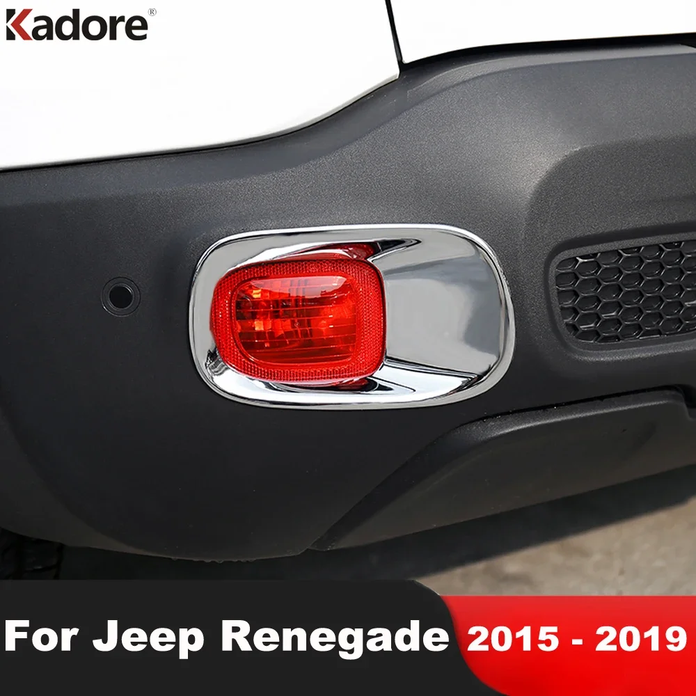 For Jeep Renegade 2015-2017 2018 2019 Chrome Rear Bumper Fog Light Lamp Cover Trim Tail Foglight Bezel Trims Car Accessories