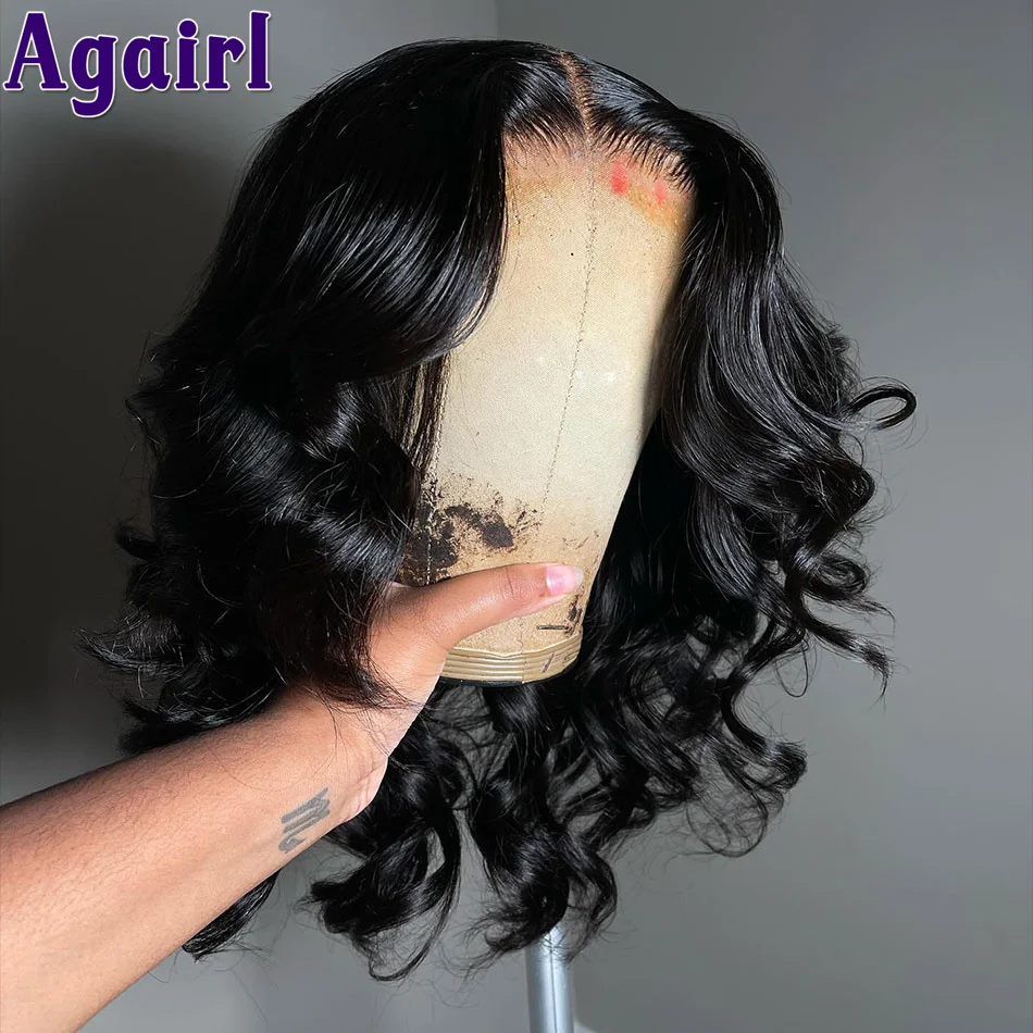 Wig Bob gelombang tubuh rambut manusia pendek Cherry merah transparan 13x4 wig rambut manusia Bob depan renda ketebalan 180 telah dipetik untuk wanita