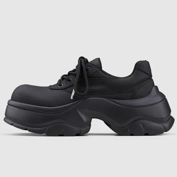 

Dad Shoes Men's 2026 Spring Big Head Shoes Thick Bottom Versatile Small Black Shoes Derby Leather Shoes Trend