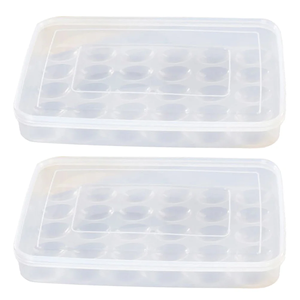 

2 Pcs Egg Carton Holder with Lid Drawer for Refrigerator Freezer Container Organizer Case Fridge Storage Cases Box