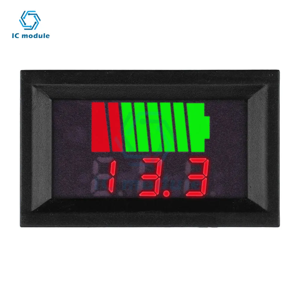 DC 6V-72V Lead-acid Battery Power Indicator LED Digital Display Vehicle Voltmeter 12V 24V 36V 48V 60V 72V Battery Capacity Meter