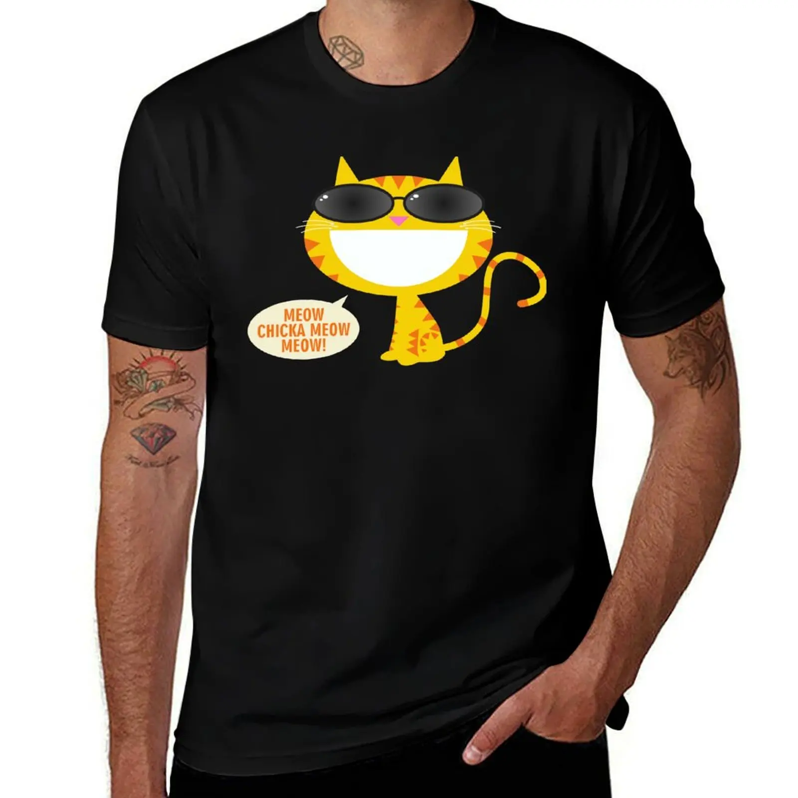 

Meow cotton man T-Shirt for Meow t-shirt tshirt shirt T-Shirt black t package Chicka man plain essential Meow