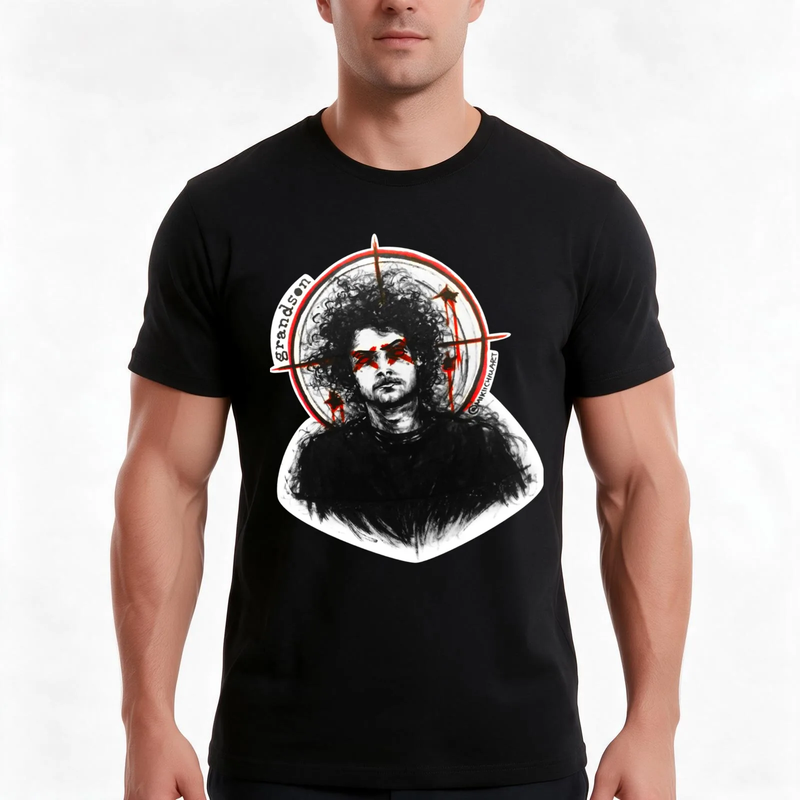 91 - grandson T-Shirt, Summer Casual Cotton Tee, Oversized Streetwear Tops, Vintage Graphic Print, Loose Fit Short Sleeve