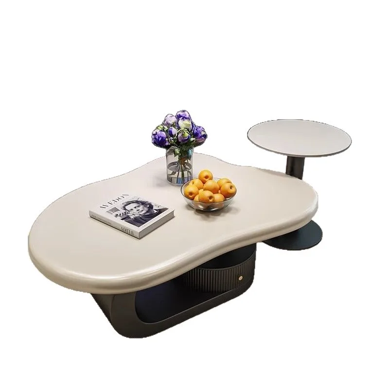 

French cream light luxury coffee table simple modern household oval cloud coffee table