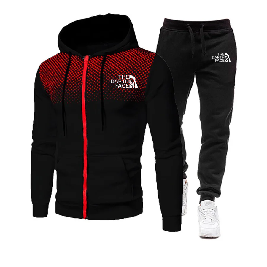 

Новинка 2025, мужская одежда, костюм-толстовка, осенне-зимний костюм на молнии, свитер с капюшоном, брюки, мужской спортивный костюм, кардиган, комплект из двух предметов