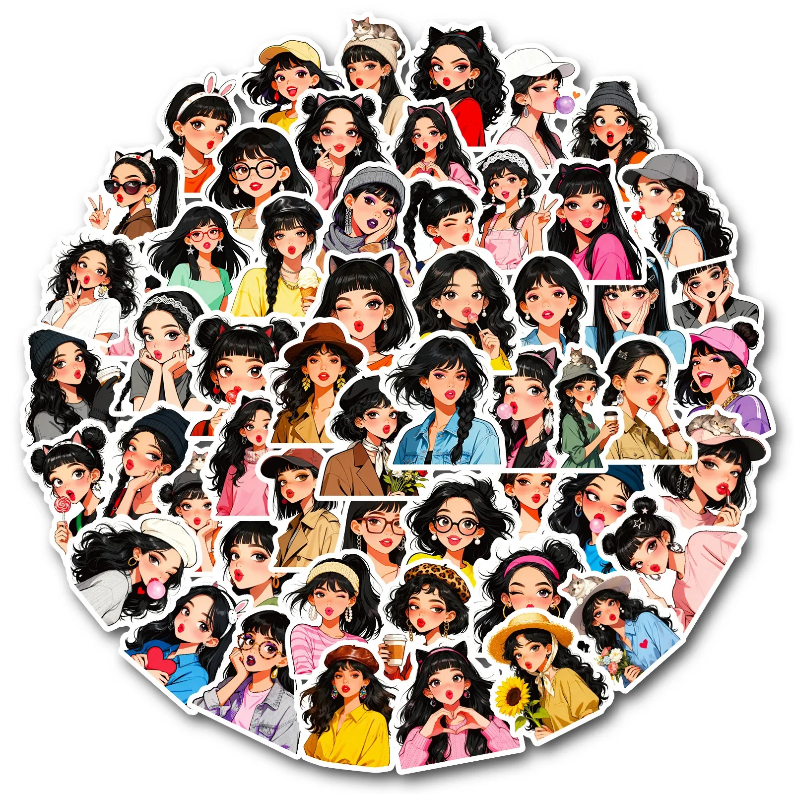 10/56PCS Pouty Lippen Schoonheid Graffiti Stickers Decoratie Bagage Telefoon Gitaar Plakboek Cup Auto Koelkast Waterdichte Sticker Kid speelgoed