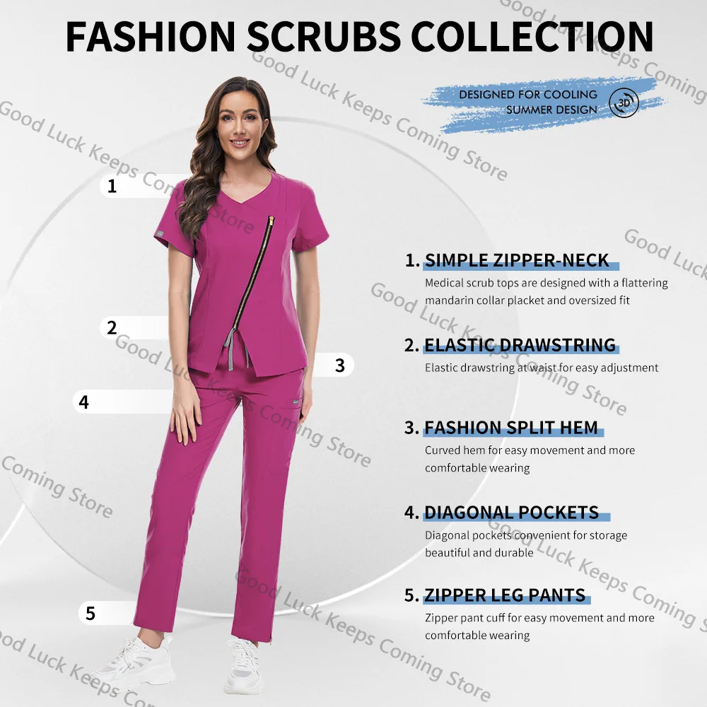 Medical Uniform Women Scrubs Nursing Suits Hospital Doctor Scrubs Tops Pants Suits Multicolor Surgery Workwear Surgical Uniforms