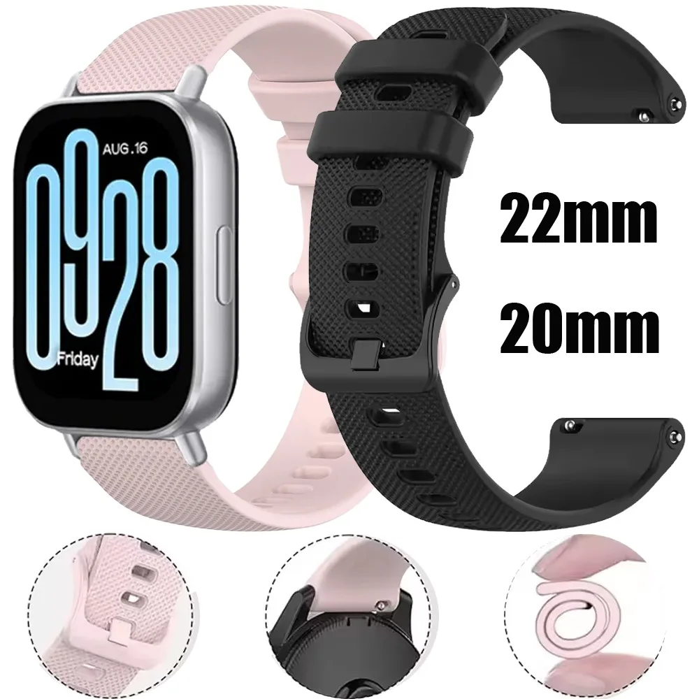 22mm 20mm Sport-Silikonarmband für Redmi Watch 5 Active/Redmi Watch 5 Lite Komfortables Armband für Amazfit Active 3-Max/Bip 6