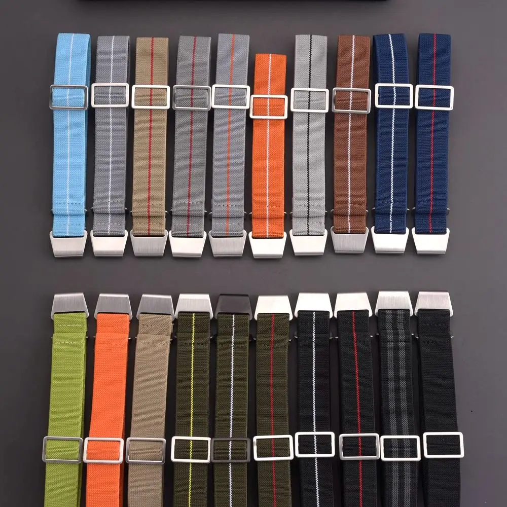 ENACHE High Quality Nylon Elastic Watch Bands Strap For Men Custom Parachute Fitness Braided Color Solo Loop 20mm 22mm Bracelet