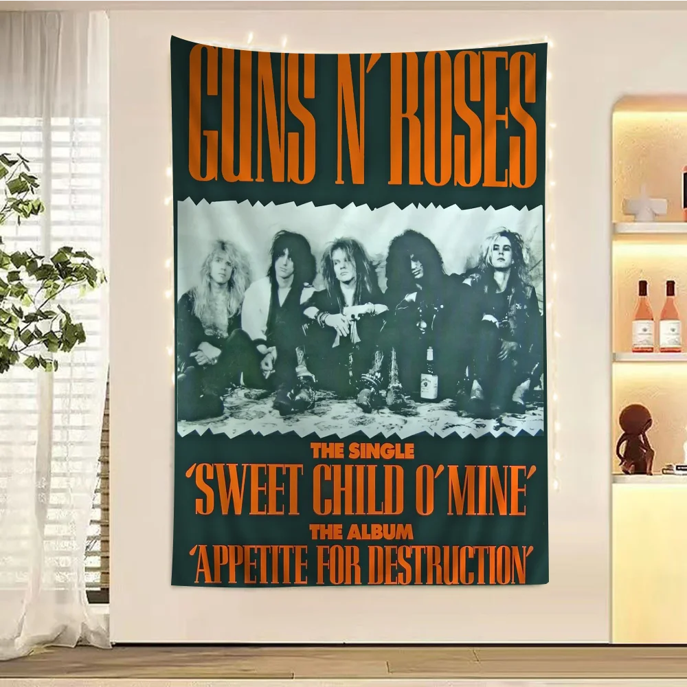 Vintage Rock Music Band G-Guns N Roses Hanging Bohemian Tapestry Home Decoration hippie bohemian decoration divination Art Home