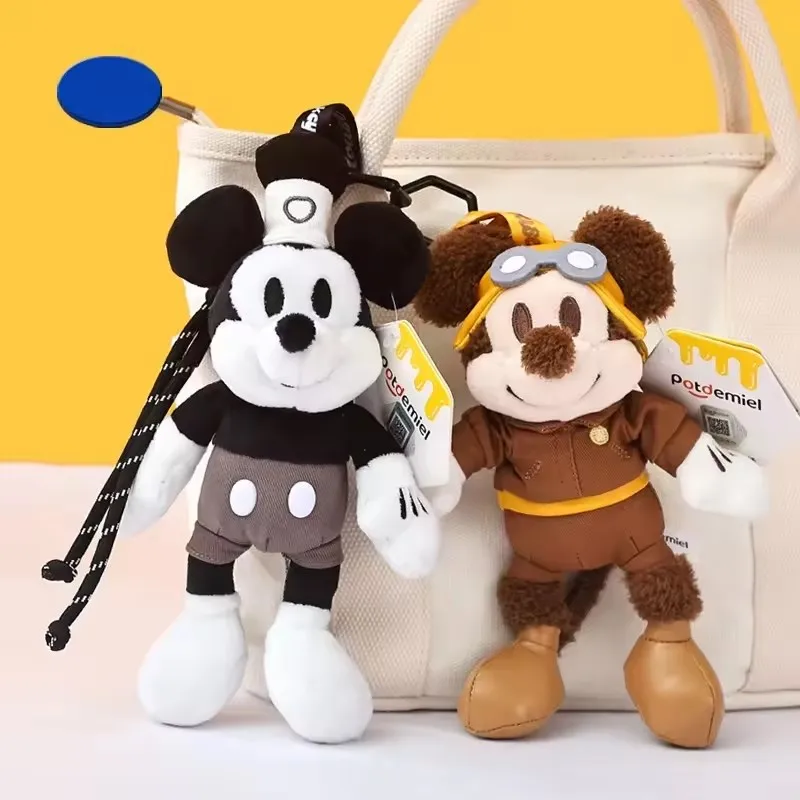 Classic Hot Disney Anime Genuine Micky Mouse Plush Dolls Keychains Small Pendant Bag Hangings Cap Kawaii Christmas Birthday Gift