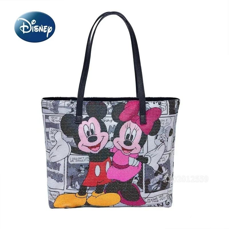 Disney Mickey New Women\'s Diamond Shoulder Bag Fashion Women\'s Handbag Luxury Brand Cartoon Cute Women\'s Bag Large Capacity