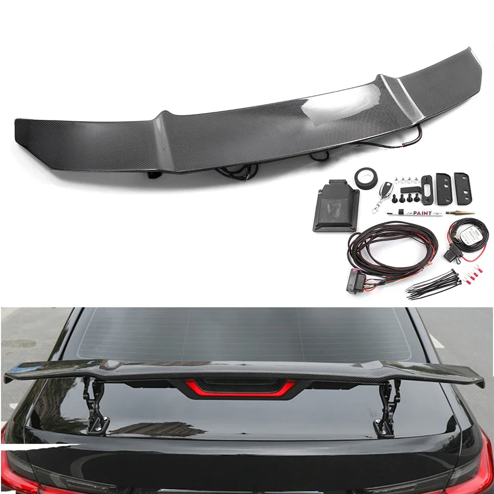 Electric Universal Carbon Fiber Sedan Car Rear Trunk Tail Boot Automatic Car Spoiler with LED For universal Honda Civic BMW