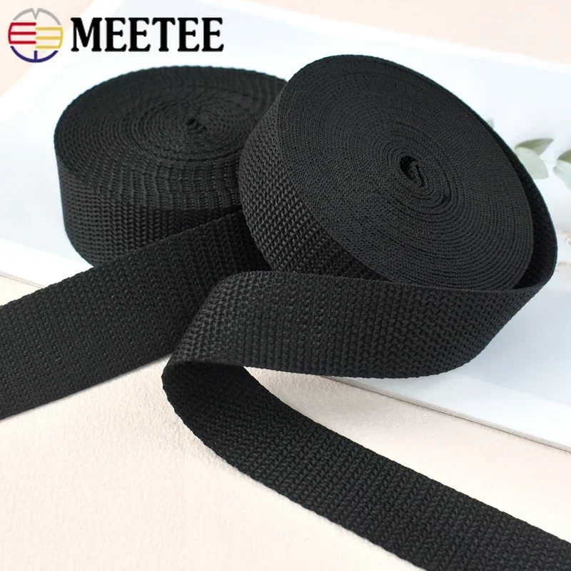 5/10M Meetee 20-100mm Polyester Nylon Webbing 1.3mm Thick Binding Ribbon Backpack Strap Belt Woven Tape Bag Sewing Accessories