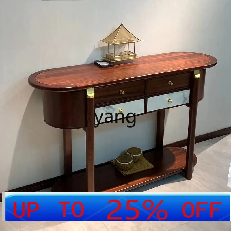 

LHH entrance table Modern simple light luxury solid wood entrance cabinet foyer entry oval end view table