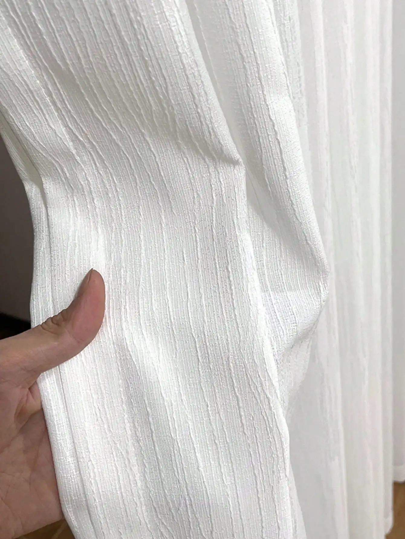 Cortinas transparentes con textura de madera blanca, no bloquean la luz, para decoración de ventanas de sala de estudio y alojamiento familiar, 1 unidad