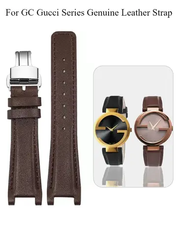 For GC Gucci YA1332 YA1333 YA1335 Series Genuine Cow Leather Soft Comfortable Waterproof Strap 16x10 20x12 22x14mm