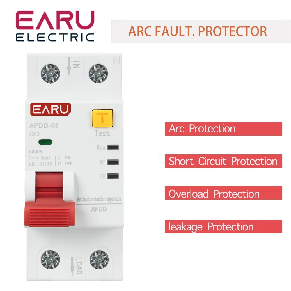 AFDD Fault Arc Protector Circuit Breaker Main Switch RCBO MCB Short Circuit Protection Leakage Protection Overload Protection