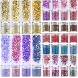 1 scatola 10ml Champagne oro argento natale Glitter polvere coriandoli per unghie artigianato fai da te paillettes sirena lucide decorazioni per unghie