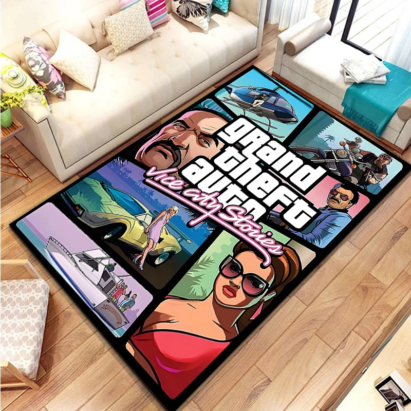 Grand Theft Auto GTA Game Gamer Area Rug Carpet for Home Living Room Bedroom Kitchen Kids Play Non-slip Floor Sofa Doormat Decor