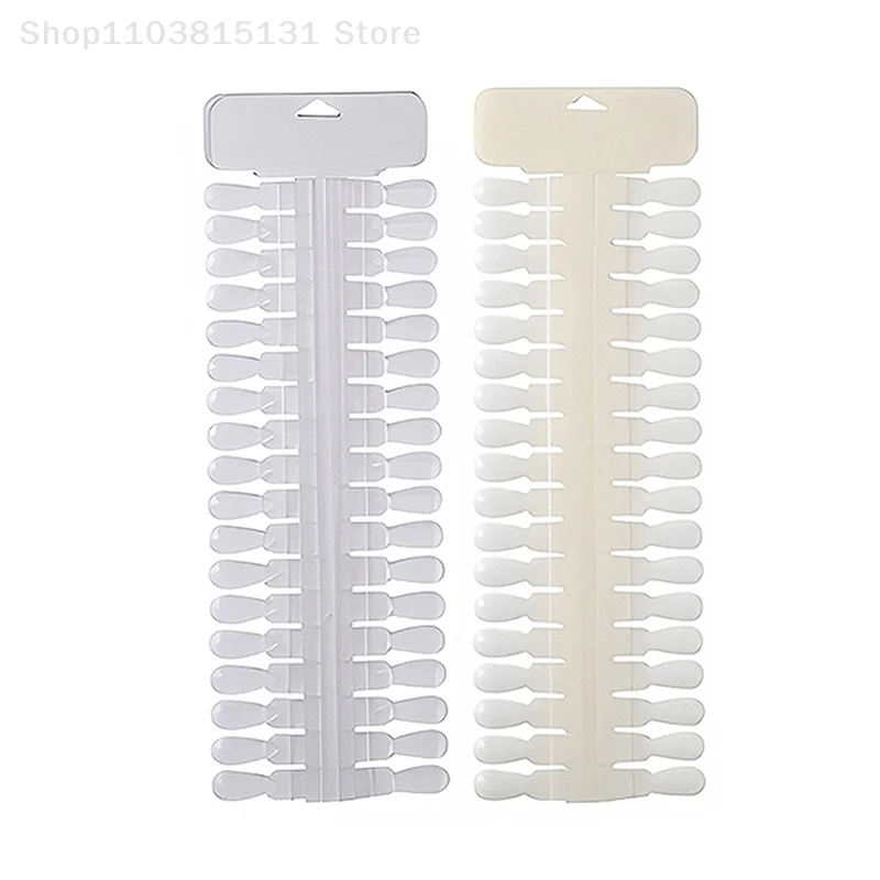 36Pcs Removable Nail Art Color Card Natural/Clear False Nail Tips Display Rack Teardrop Design Manicure Gel Polish Practice Tool