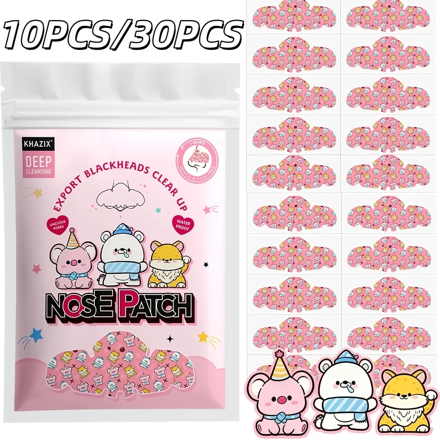 10PCS/30PCS Cartoon Nose Strip, deeply cleanses, smooths and tightens pores, gentle and non-irritating to the skin, pimple patch