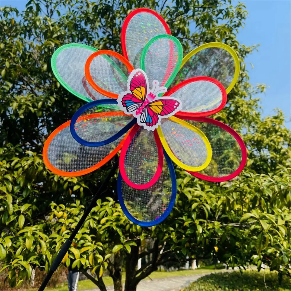 Multistyles girassóis coloridos moinho de vento filme mudança de cor levantar dupla camada abelha moinho de vento pvc