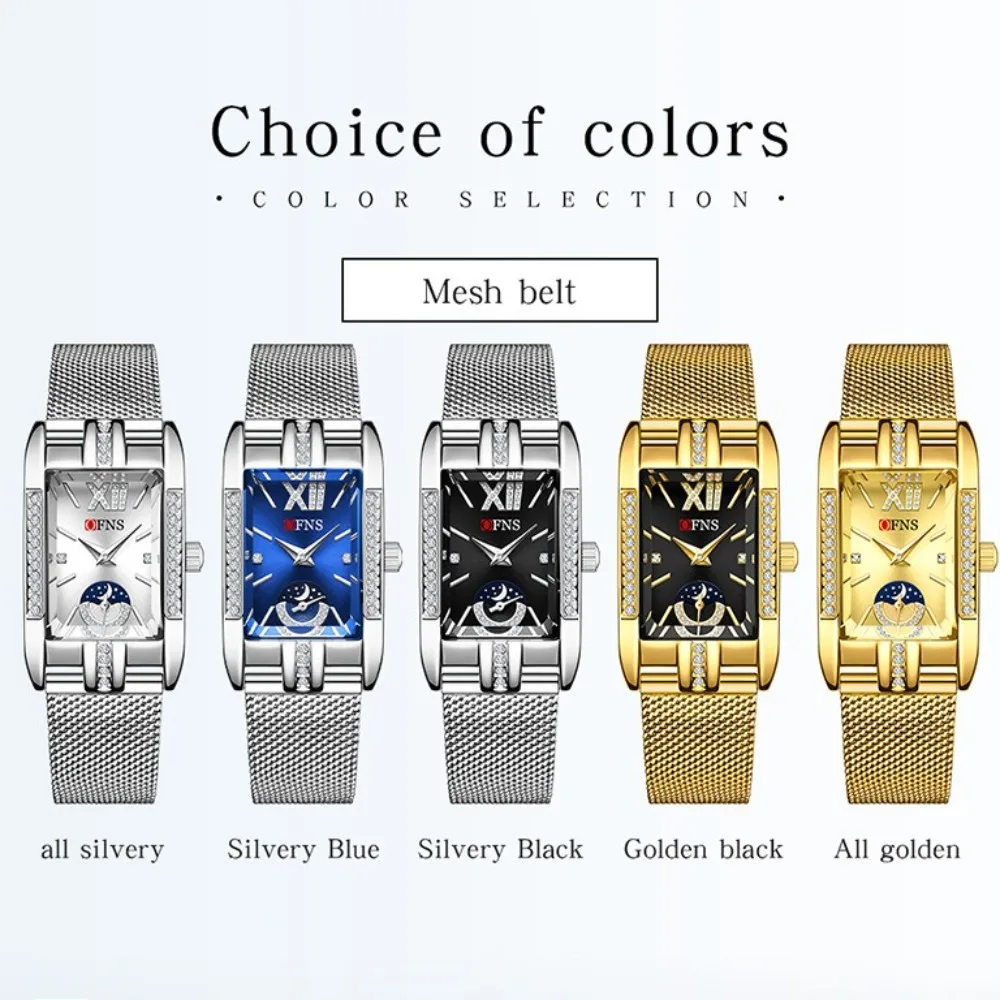 OFNS 1633 Fashion Luxury Mesh Belt Quartz Women's Watch Diamond Waterproof Exquisite Watches for Women Relojes Para Damas Часы