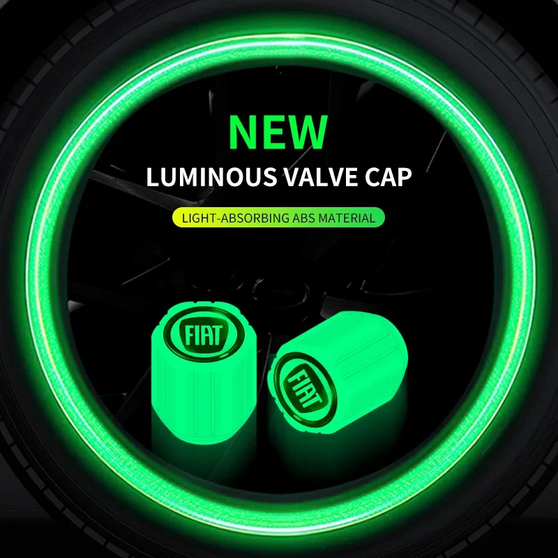 4Pcs/set Luminous Car Tire Valve Caps Covers Decoration For Fiat ABARTH 124 125 130 131 500 595 Esseesse 695 Punto Scorpion